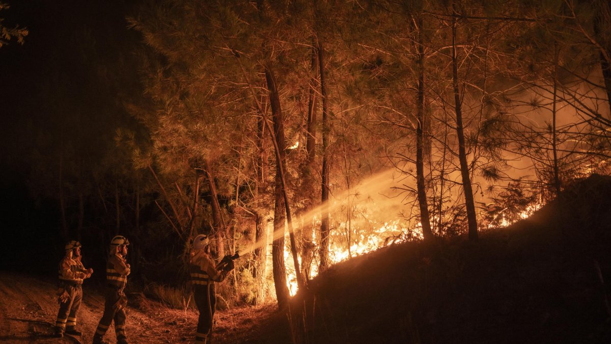 Bomberos forestales trabajan en las labores de extinción de un incendio forestal, en una fotografía de archivo. EFE/ Brais Lorenzo