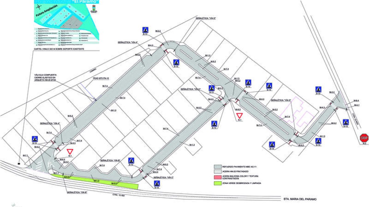 Plano del polígono industrial ‘El Páramo’ de Santa María del Páramo.  DL