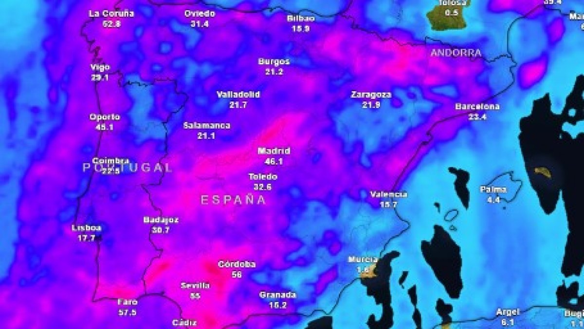 La borrasca ya está dejando abundantes luvias.