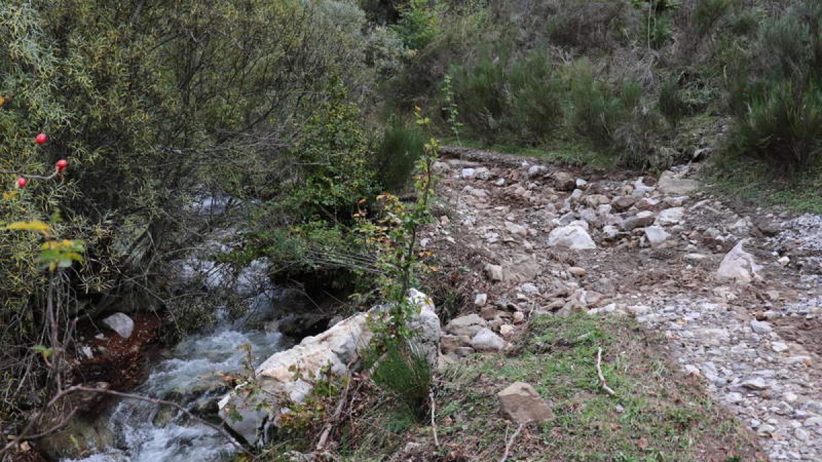 La falta de limpieza del cauce desbordó el arroyo Cabreros y dañó el camino. CAMPOS