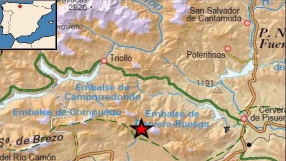 La localidad palentina de Castrejón de la Peña registra un terremoto de magnitud 2,5.