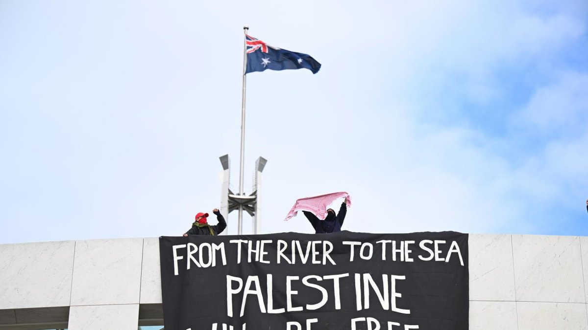 Fotografía de archivo de una protesta de un grupo en favor de Palestina en el Parlamento de Camberra.
EFE/EPA/LUKAS COCH AUSTRALIA AND NEW ZEALAND OUT