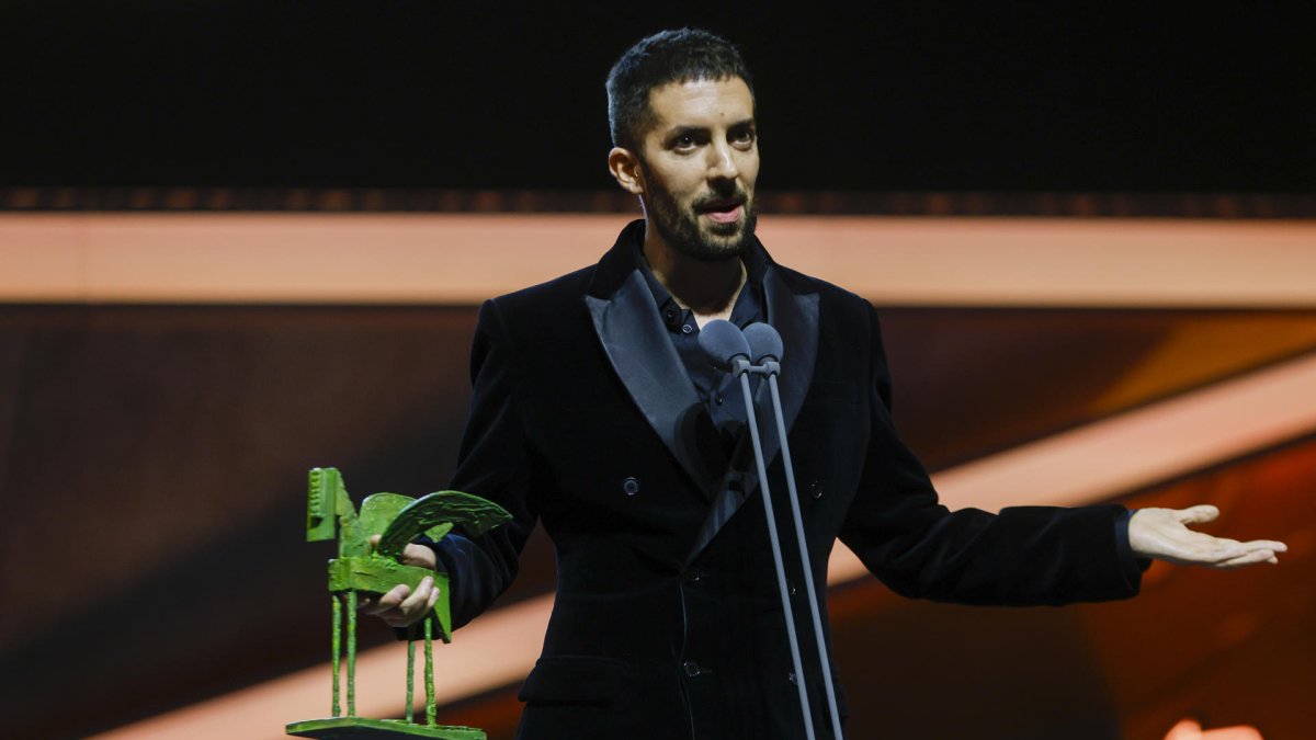 El presentador de televisión David Broncano la semana pasada al recoger el Premio Ondas Nacional de Televisión al mejor programa de entretenimiento,