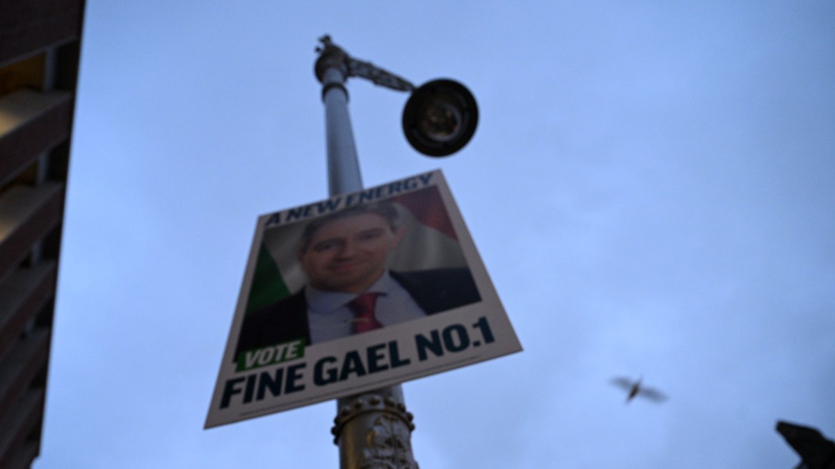 Un cartel electoral en Dublin.