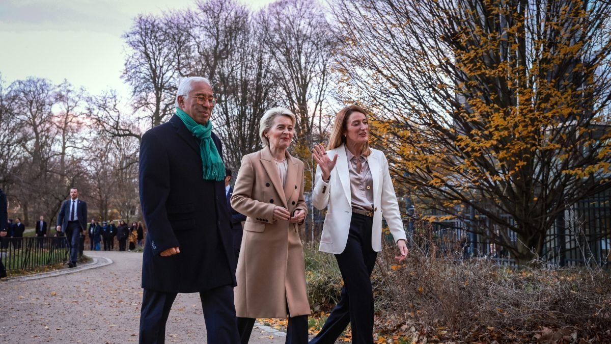 Antonio Costa, Ursula von der Leyen y Roberta Metsola. olivier hoslet