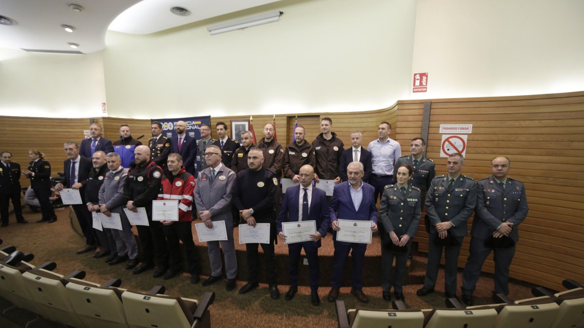 Los premiados en el acto celebrado esta mañana.