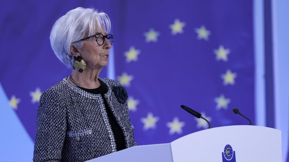 La presidenta del Banco Central Europeo (BCE), Christine Lagarde, este jueves en Fráncfort. EFE/EPA/RONALD WITTEK