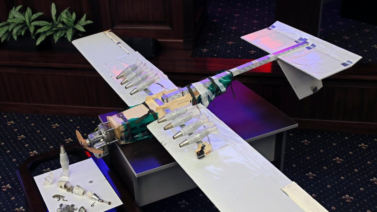 Vista de un dron expuesto en el ministerio ruso de Defensa en una imagen de archivo.
