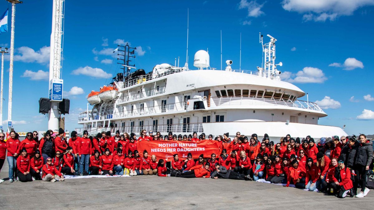 Mujeres que viajarán en una expedición a la Antártida.