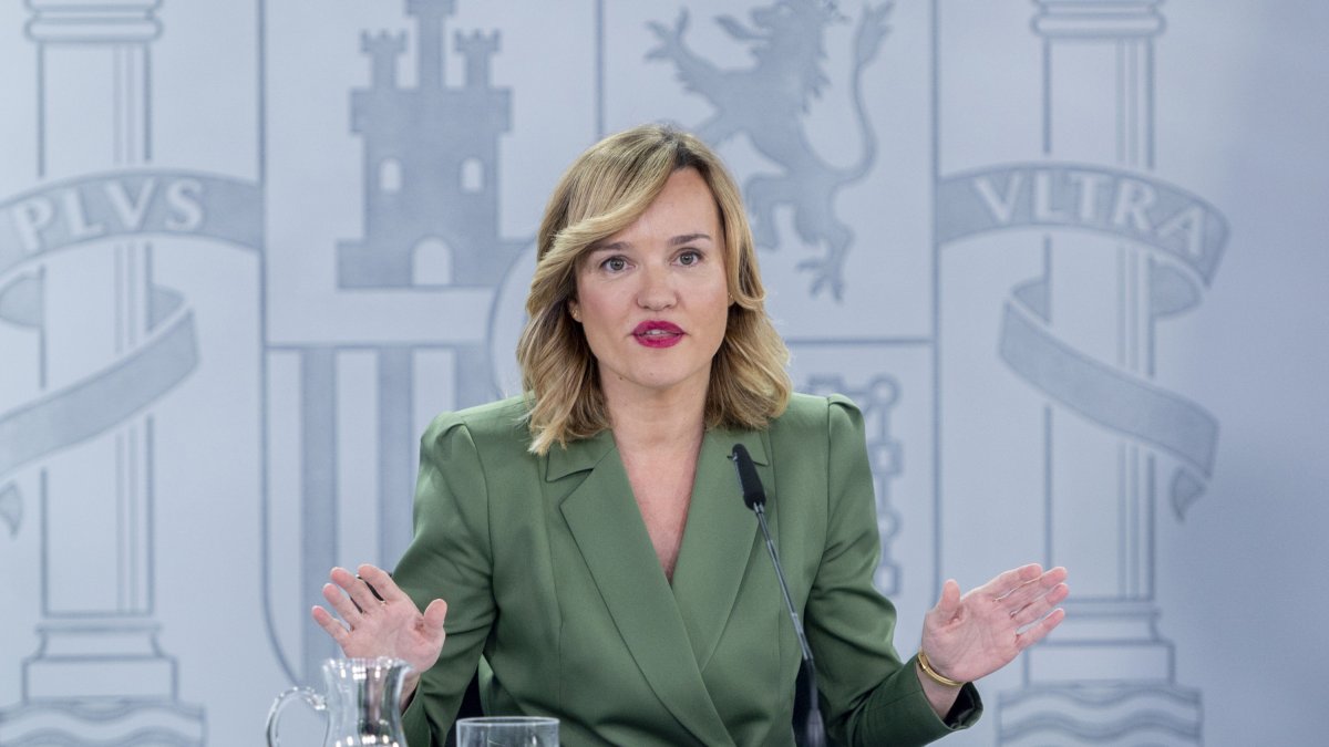 La ministra Portavoz, Pilar Alegría, durante una rueda de prensa posterior al Consejo de Ministros, en el Complejo de La Moncloa