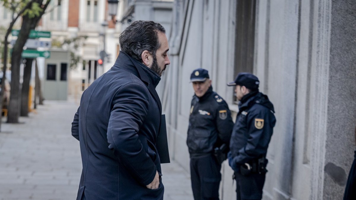Aldama, a su llegada para declarar ante el juez.
