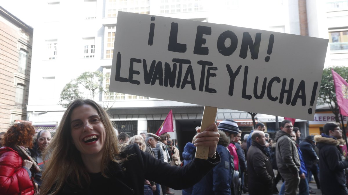 Manifestación por el futuro de León, en febrero de 2020.