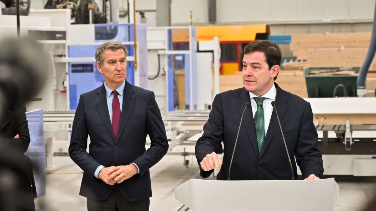 Alfonso Fernández Mañueco junto al presidente nacional del PP, Alberto Núñez Feijóo.