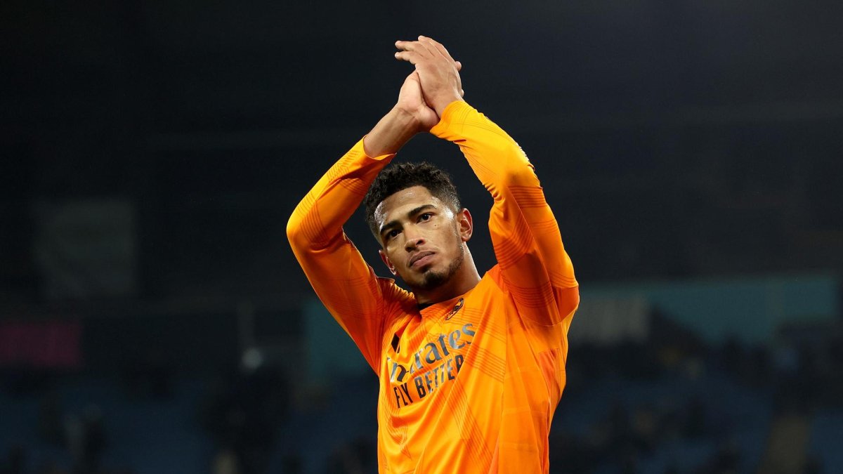 Jude Bellingham celebra la victoria en Manchester, Reino Unido. EFE/EPA/ADAM VAUGHAN