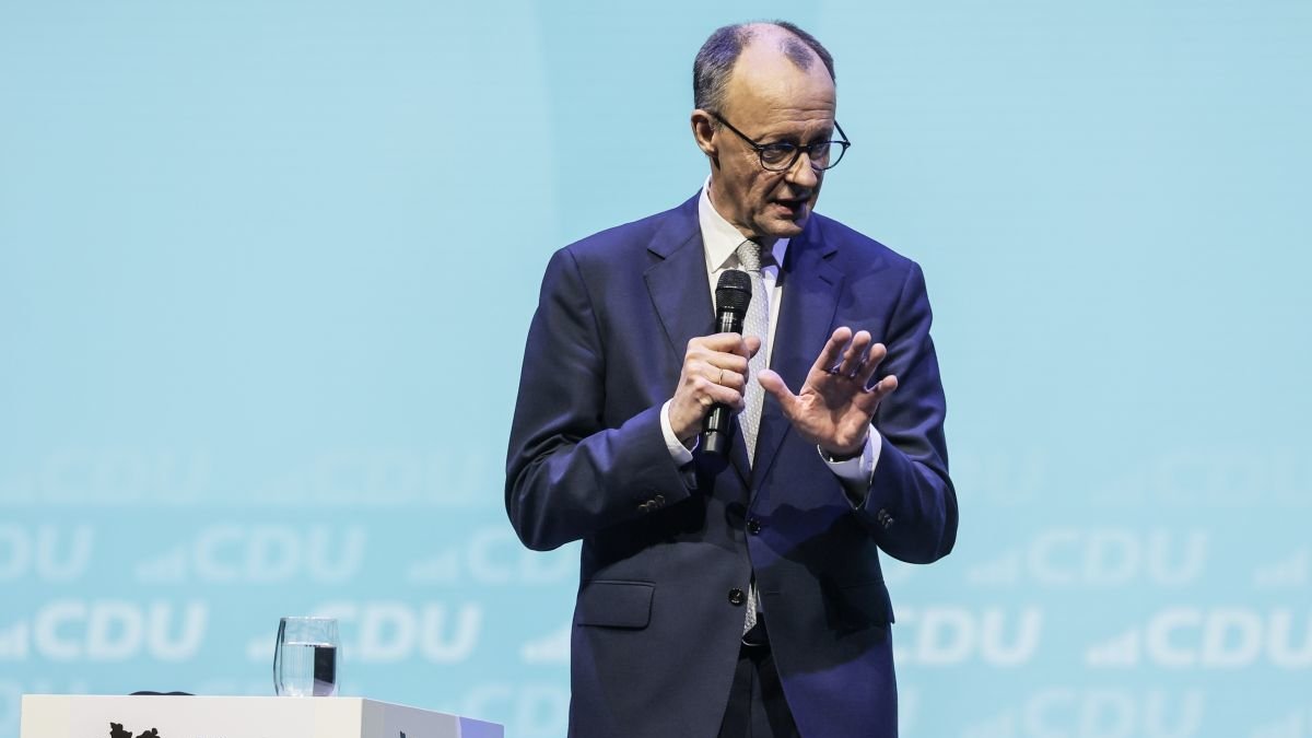 El líder de la CDU, Friedrich Merz, durante un acto de campaña. RONALD WITTEK