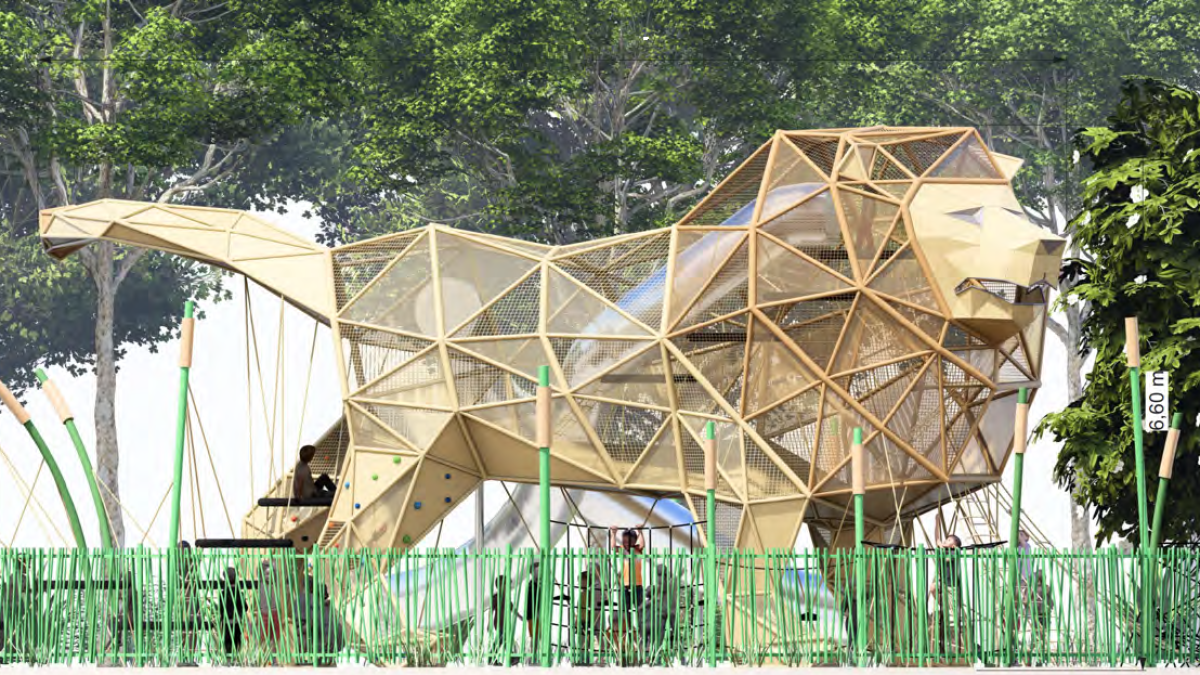 León del futuro parque infantil.