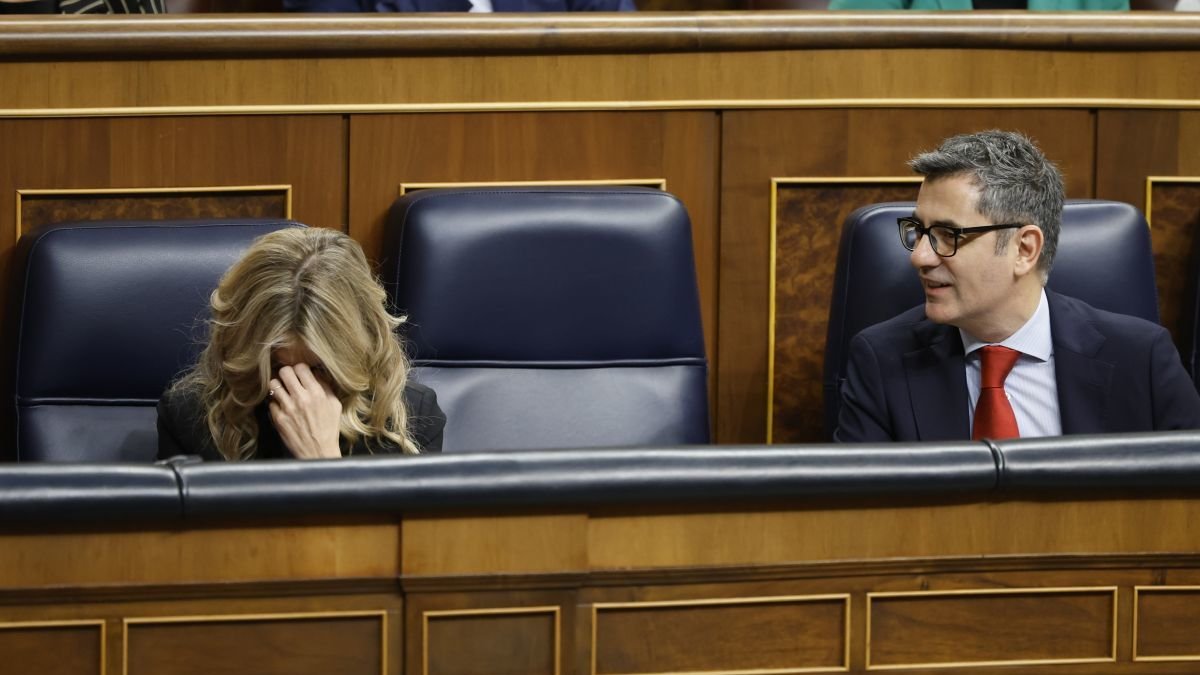Las vicepresidenta segunda y ministra de Trabajo, Yolanda Díaz y el ministro de Presidencia, Justicia y Relaciones con las Cortes, Félix Bolaños.