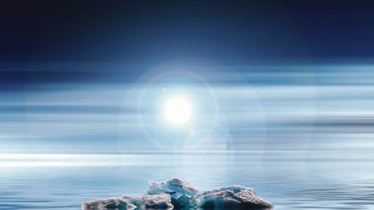 Imagen del esplendor de la luz solar sobre el hielo en el Polo Sur