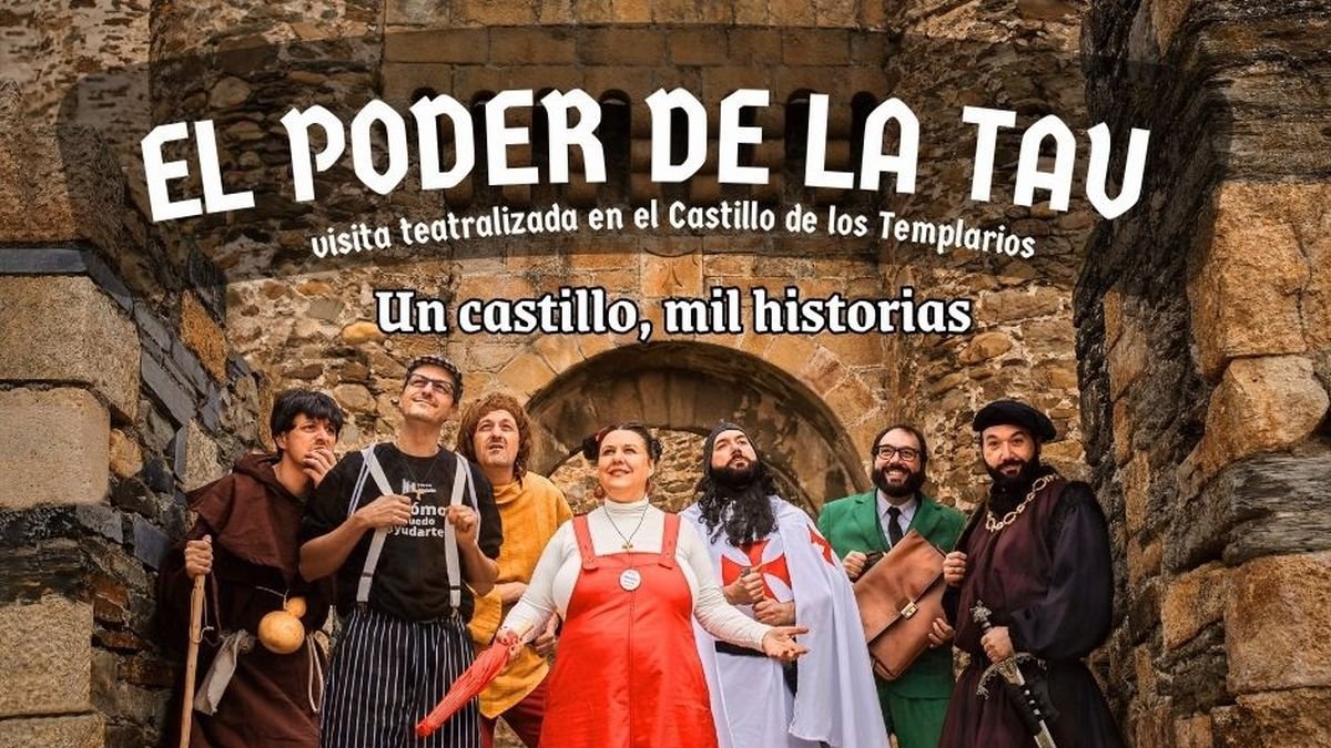 Imagen del cartel que anuncia la obra en el castillo.