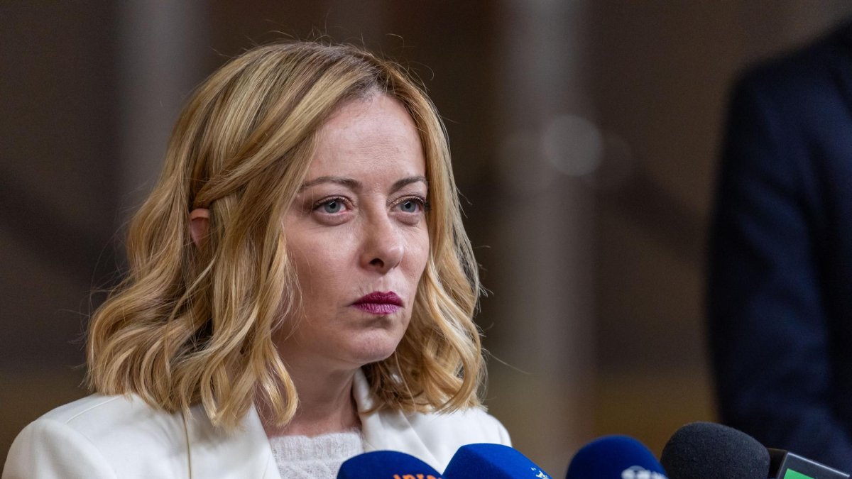 Imagen de archivo de la de la primera ministra italiana, Giorgia Meloni, en Bruselas. EFE/EPA/CHRISTOPHE PETIT TESSON