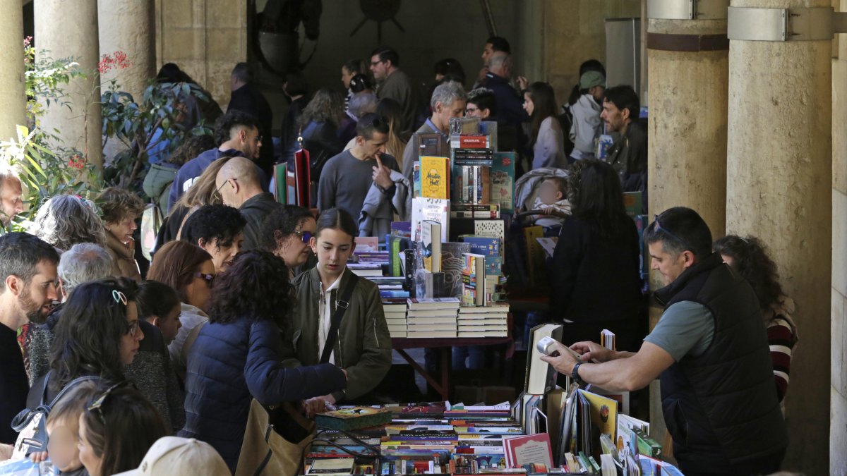 Quince librerías en el patio de la Diputación celebran el Día del Libro en León.