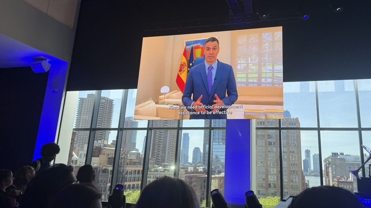 Sánchez habla en un mensaje de vídeo en el Global Citizen NOW en Nueva York.