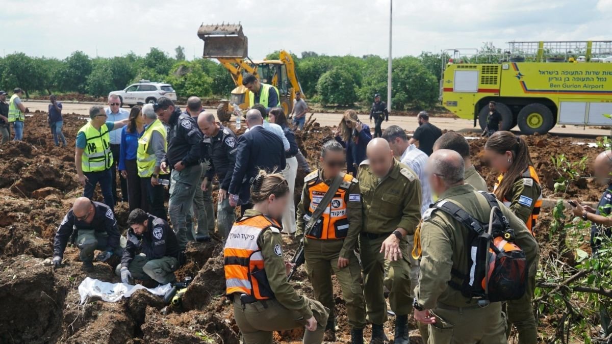 Zona del aeropuerto de Tel Aviv en la que cayó el misil. EFE