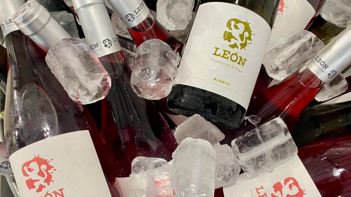 Botellas de vino blanco genérico de Albarín y rosado de Prieto Picudo de la Denominación de Origen León