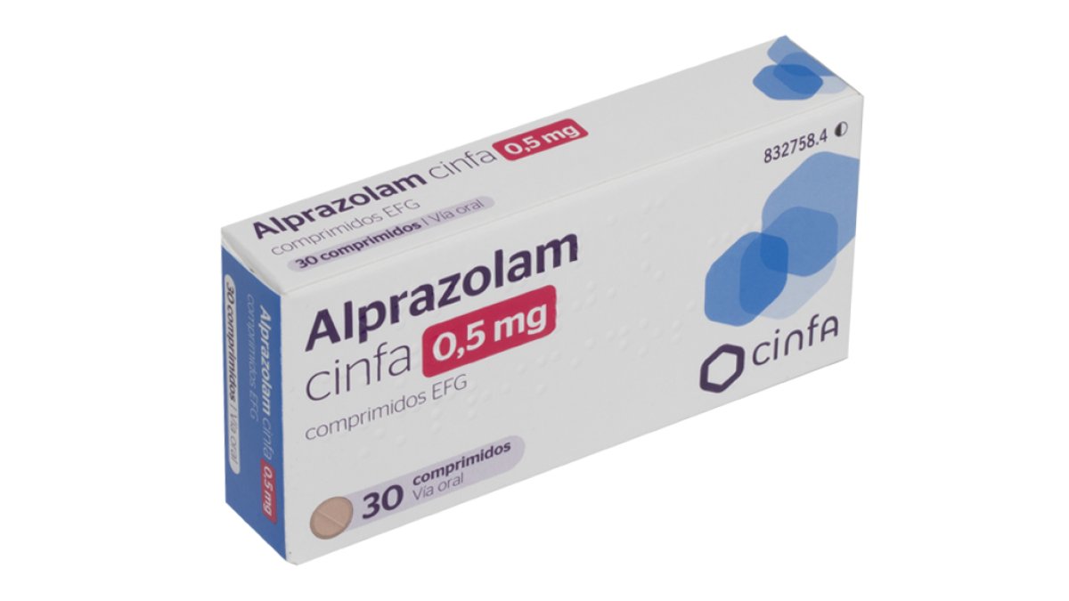 Caja de Alprazolam, nombre del compuesto también vendido como Trankimazin.
