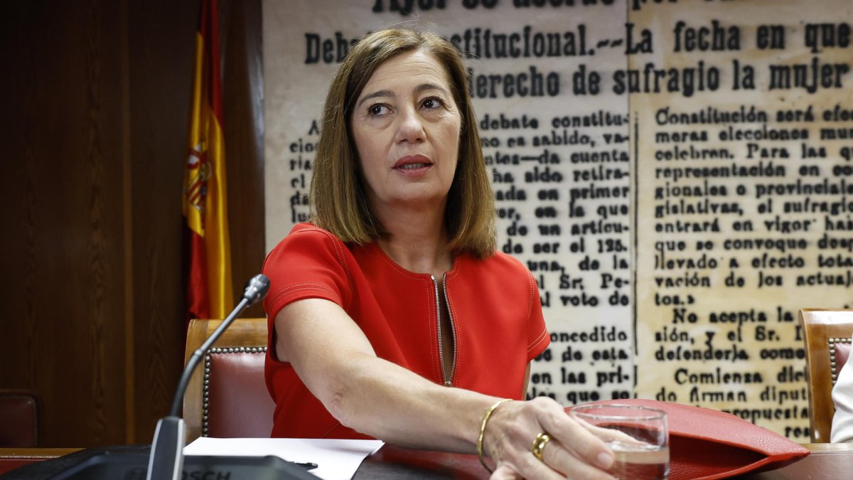 La presidenta del Congreso, Francina Armengol, comparece por segunda vez en la comisión de investigación del caso Koldo, este martes en el Senado.-EFE/ Chema Moya.