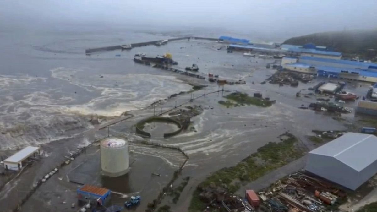 Detalle del tsunami en las costas rusas del Pacífico.