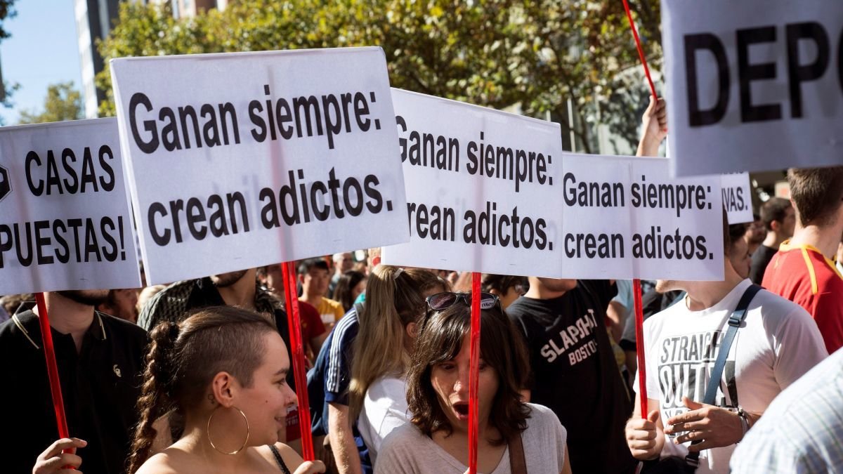 Manifestación contra las casas de apuestas en Madrid en 2019.