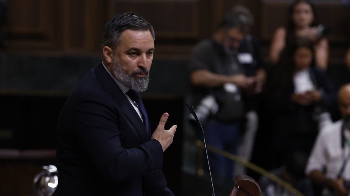 Santiago Abascal en la tribuna del Congreso de los Diputados.