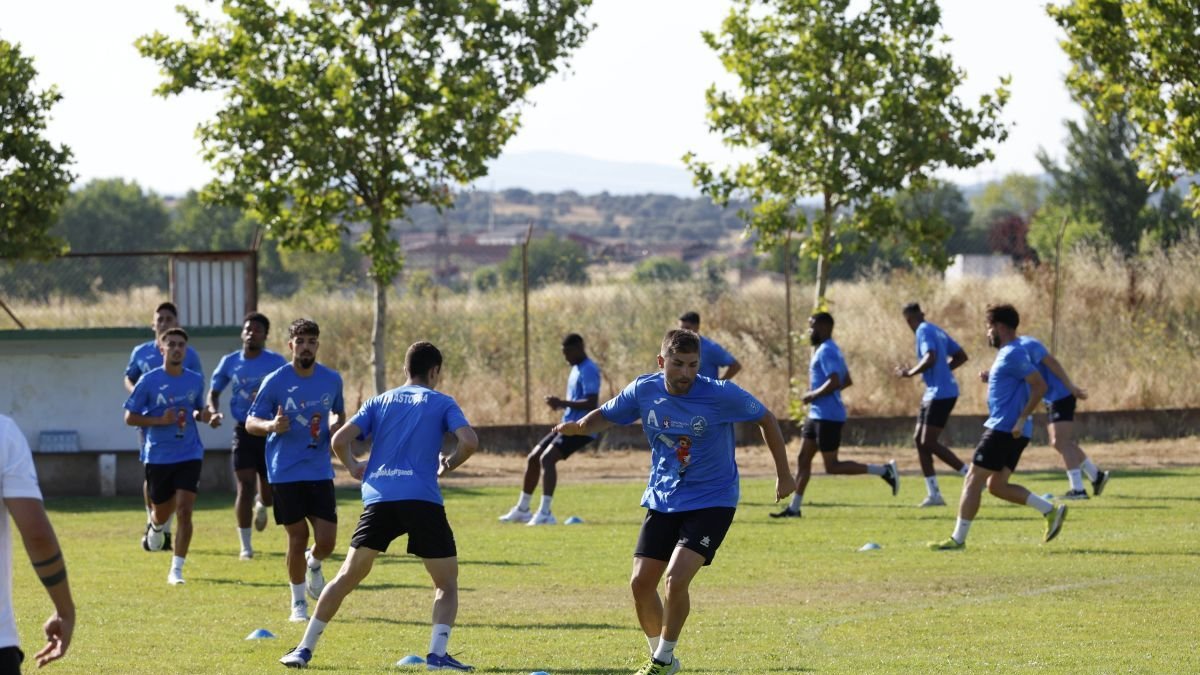Sergio, en primer plano en un entrenamiento del Astorga.
