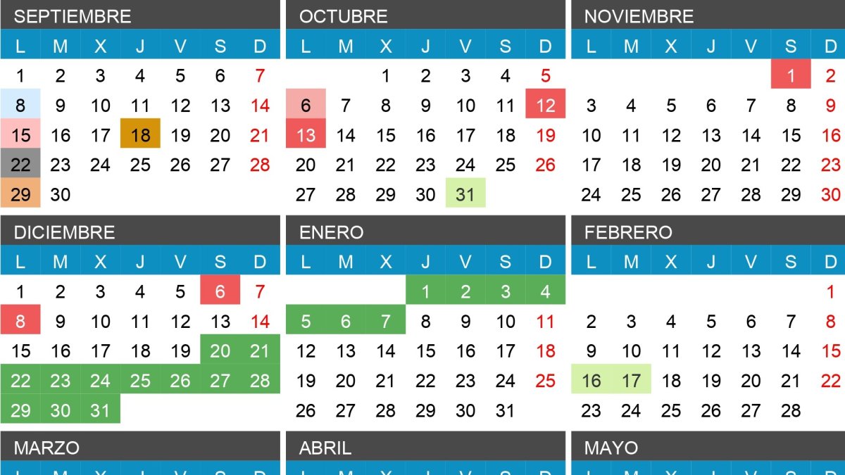 Calendario escolar 2025-2026 en Castilla y León.