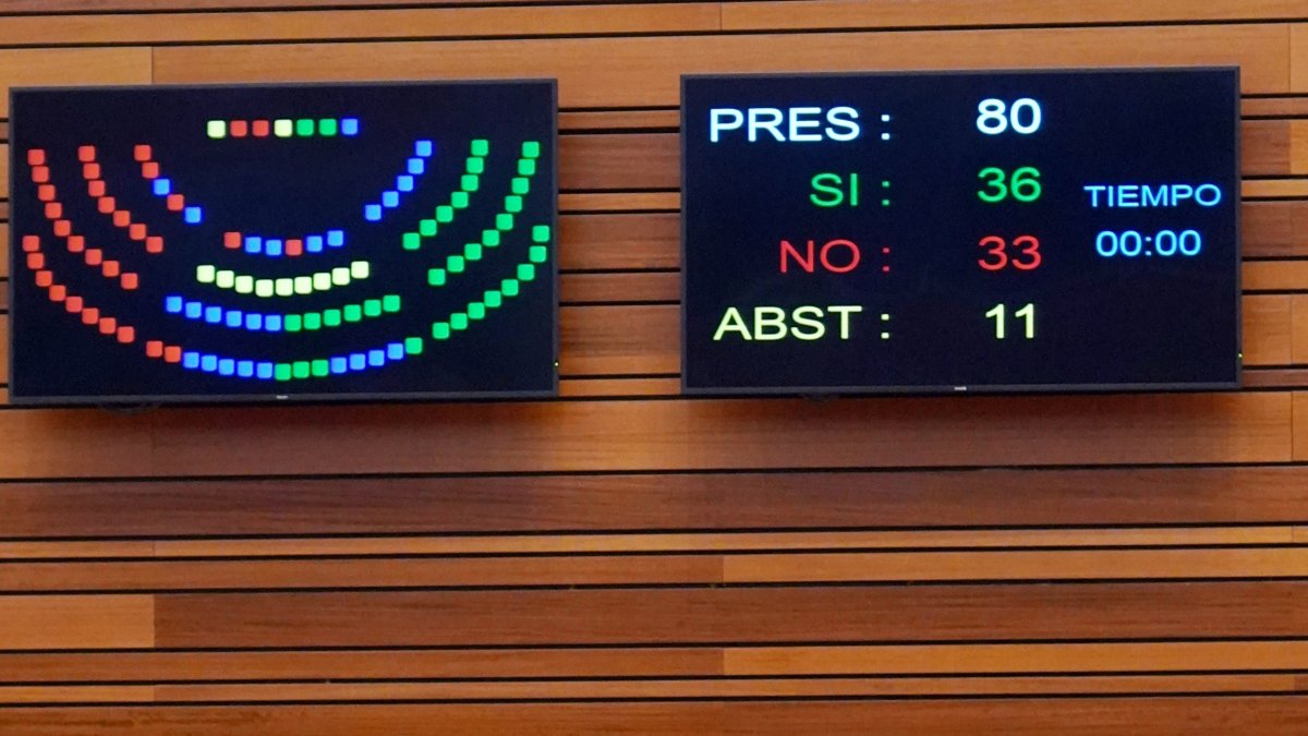 Votación en la segunda sesión del pleno de las Cortes de Castilla y León.