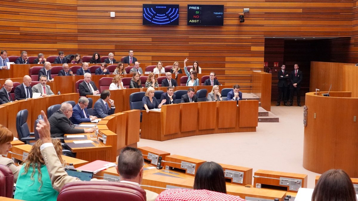 Una votación en unl Pleno de las Cortes de Castilla y León.
