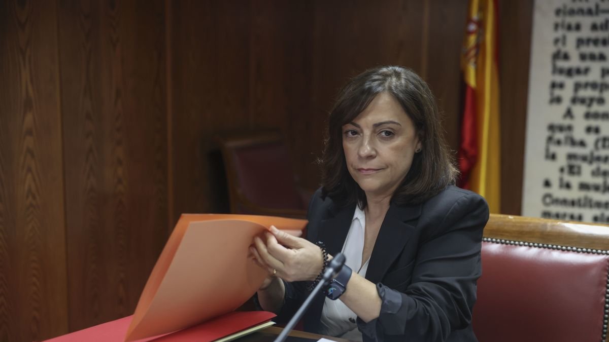 Imagen de la gerente del PSOE, ayer en el Senado.