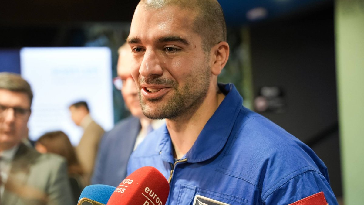 El astronauta leonés Pablo Álvarez, durante la inauguración del evento New Space en Sevilla.