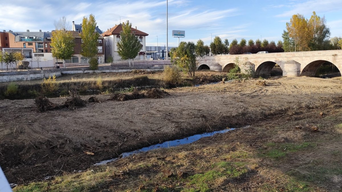 Ribera del Torío en Puente Castro, sin árboles