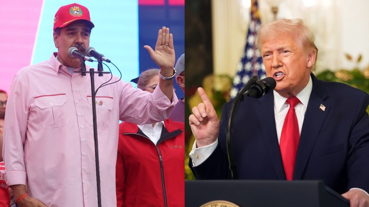 Combo de fotografías de Nicolas Maduro y Donald Trump.