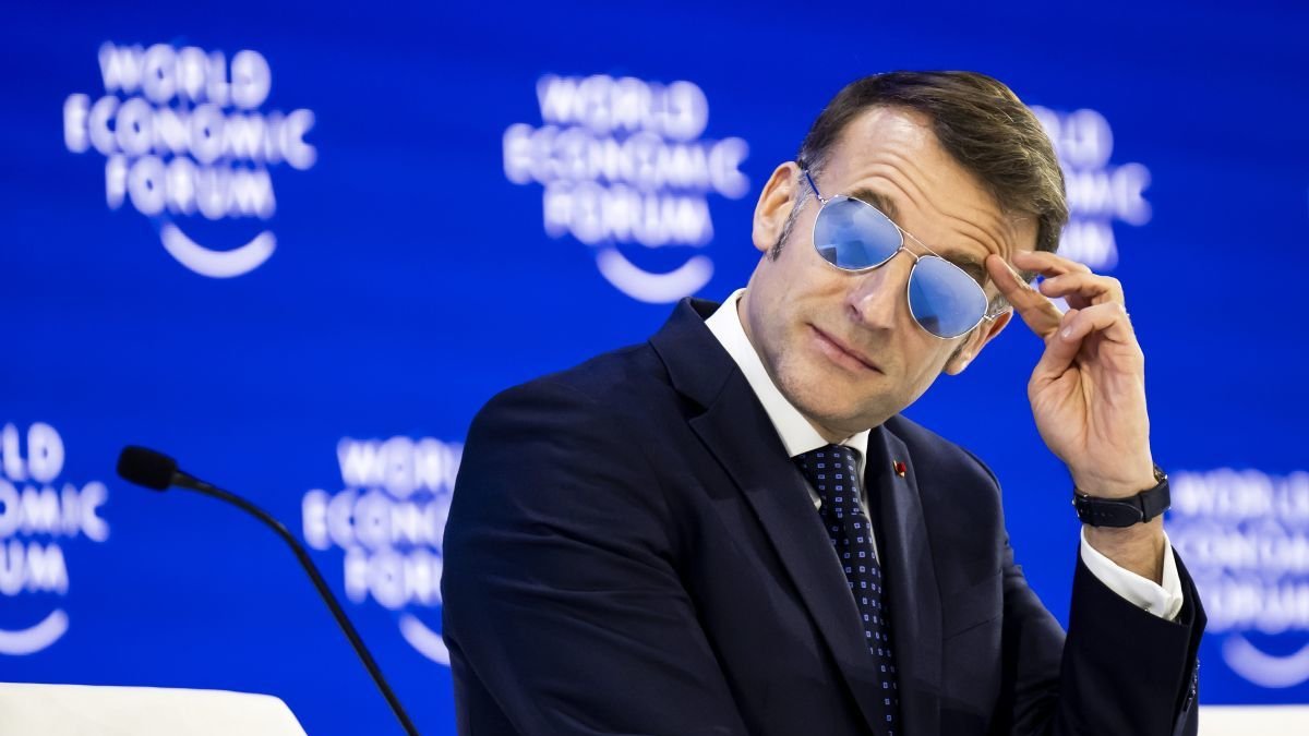 Emanuel Macron en Davos.