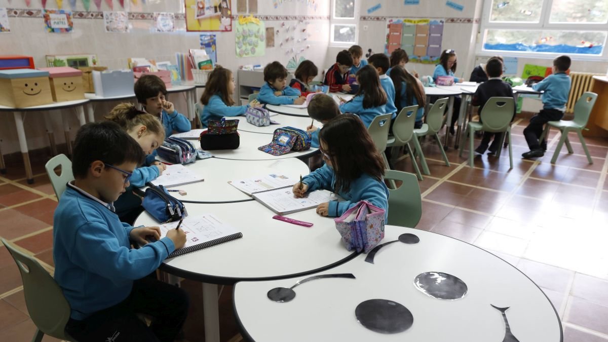Una de las aulas del colegio Sagrado Corazón Jesuitas de León.