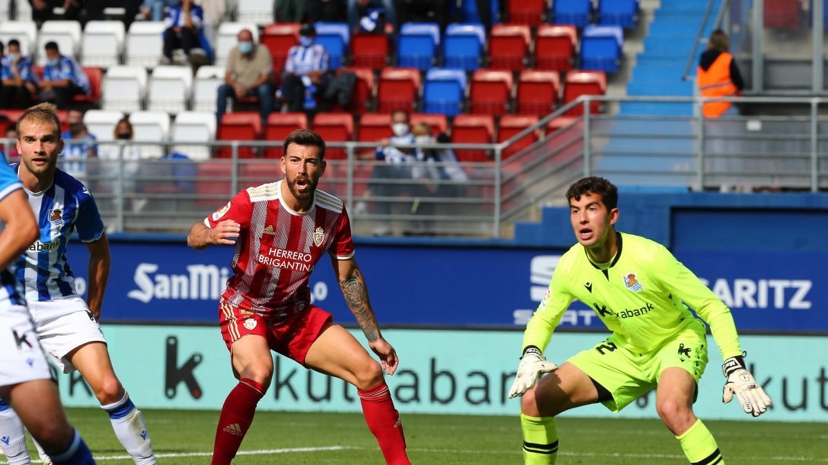 Unai Marrero, en su debut en 2ª División contra la Deportiva hace cinco años y medio.