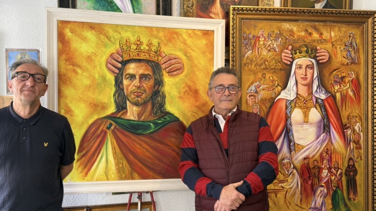 Manuel Romero y Luis Zotes en el estudio del pintor.