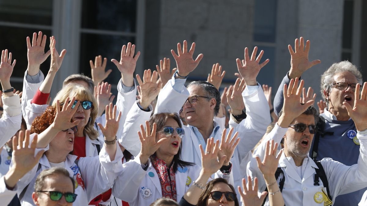 Los médicos, en una movilización previa.
