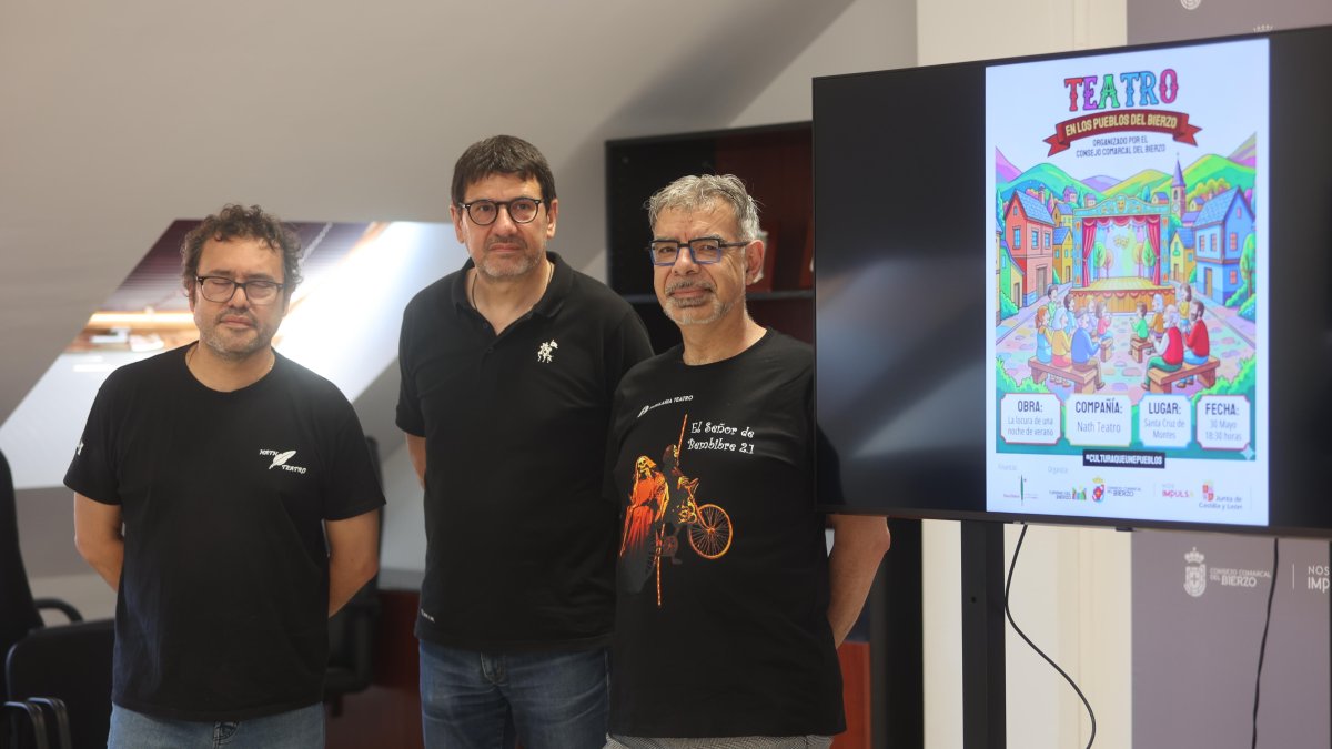 El consejero de Cultura, en el centro, junto a representantes de las compañías teatrales