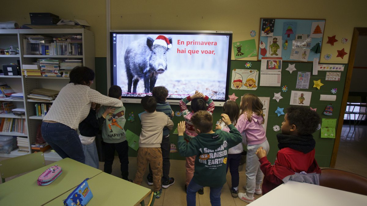 Aula de gallego en el colegio García Yebra de Ponferrada (León).