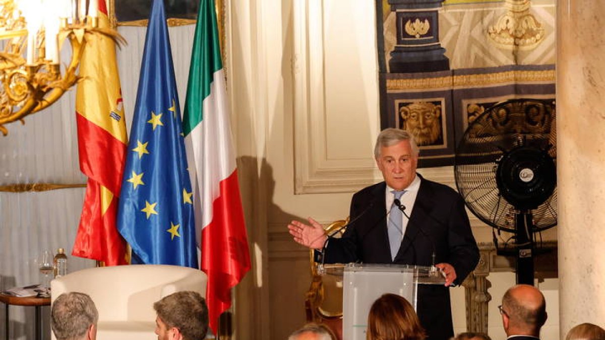 El ministro de Asuntos Exteriores italiano, Antonio Tajani, durante el Foro Económico de España el pasado mes de julio.