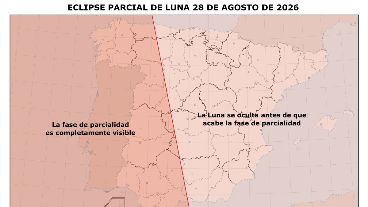Así se verá el eclipse lunar esta madrugada en León y en todas las capitales: última hora, itinerario, horarios y las mejores imágenes